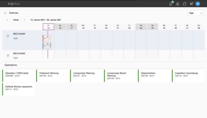 argvis, DO SAP PM Plantafel